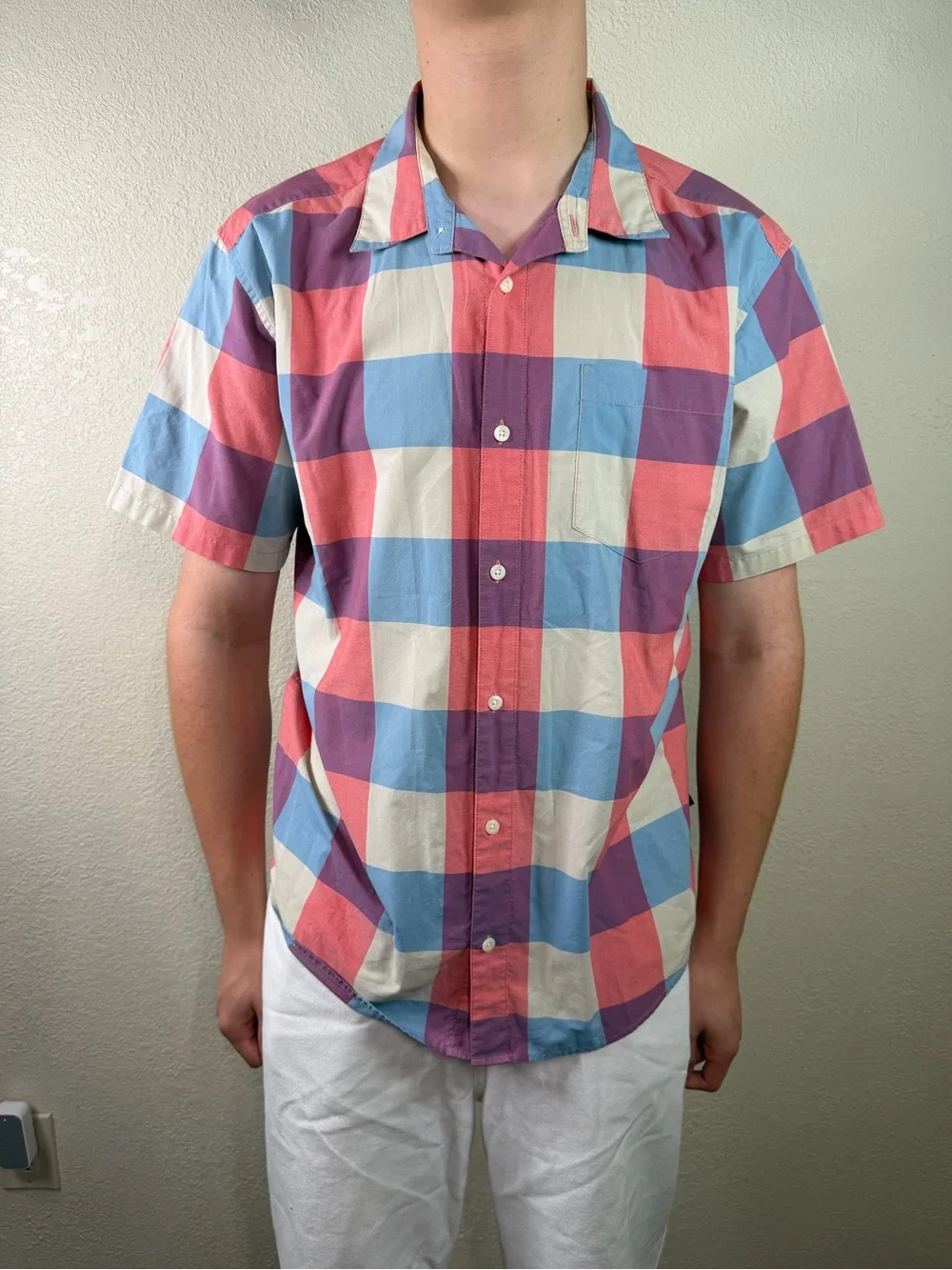 Patagonia Button Up Checker Plaid Short Sleeve Shirt Men’s Large